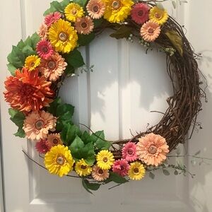 Floral Wreath with Multicolor Blooms